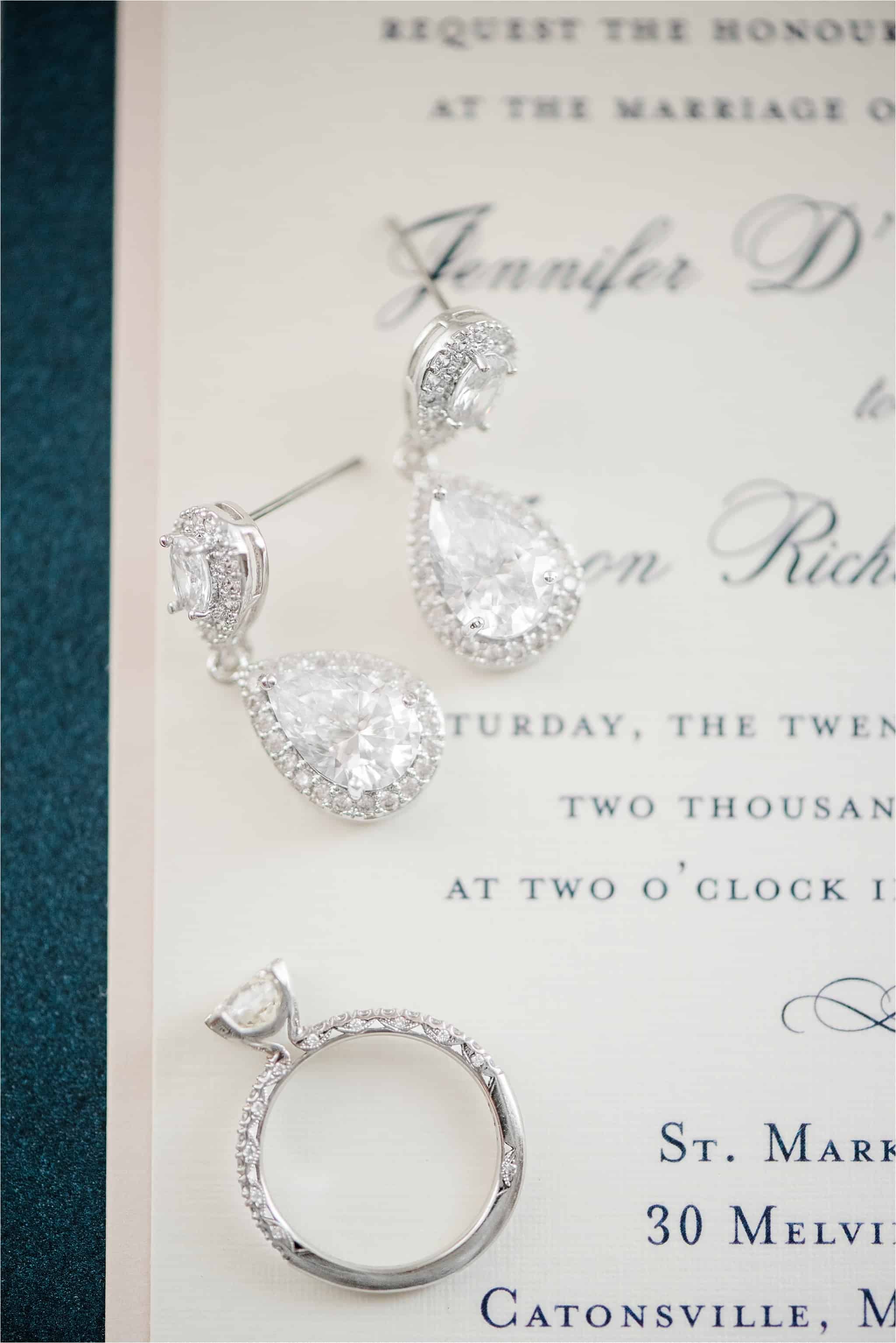 Wedding details and jewelry for a Legg Mason Tower Baltimore Maryland Spring Wedding